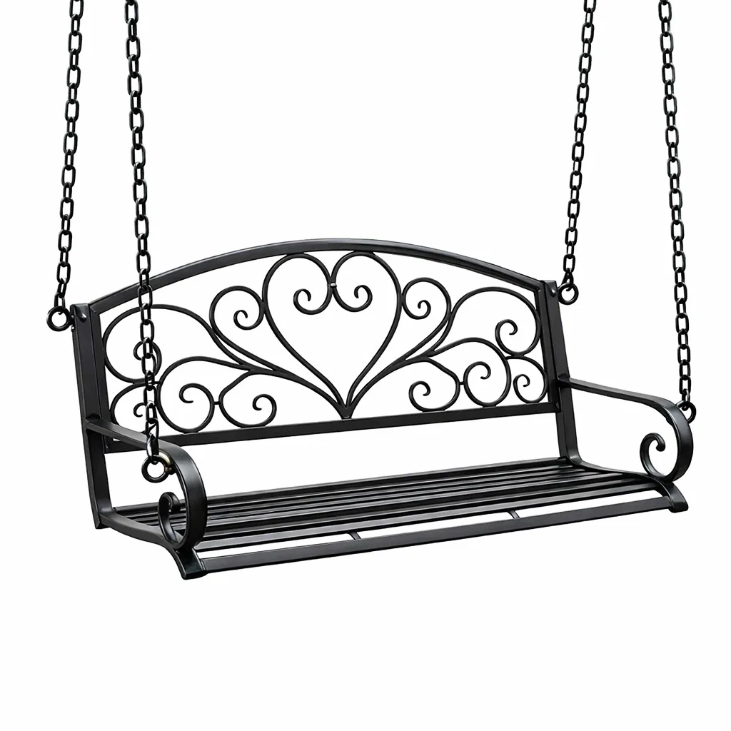 Metall Garten Hängeschaukel mit Ketten Schwarz-furnzora