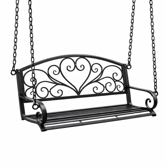 Metall Garten Hängeschaukel mit Ketten Schwarz-furnzora
