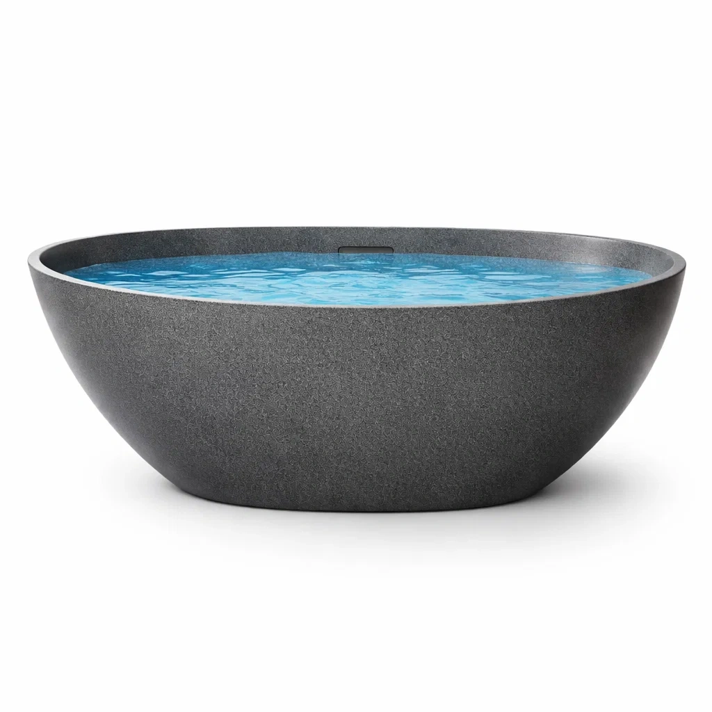 Runde Freistehende Badewanne aus Verbundwerkstoff Dunkelgrau 170 cm-furnzina