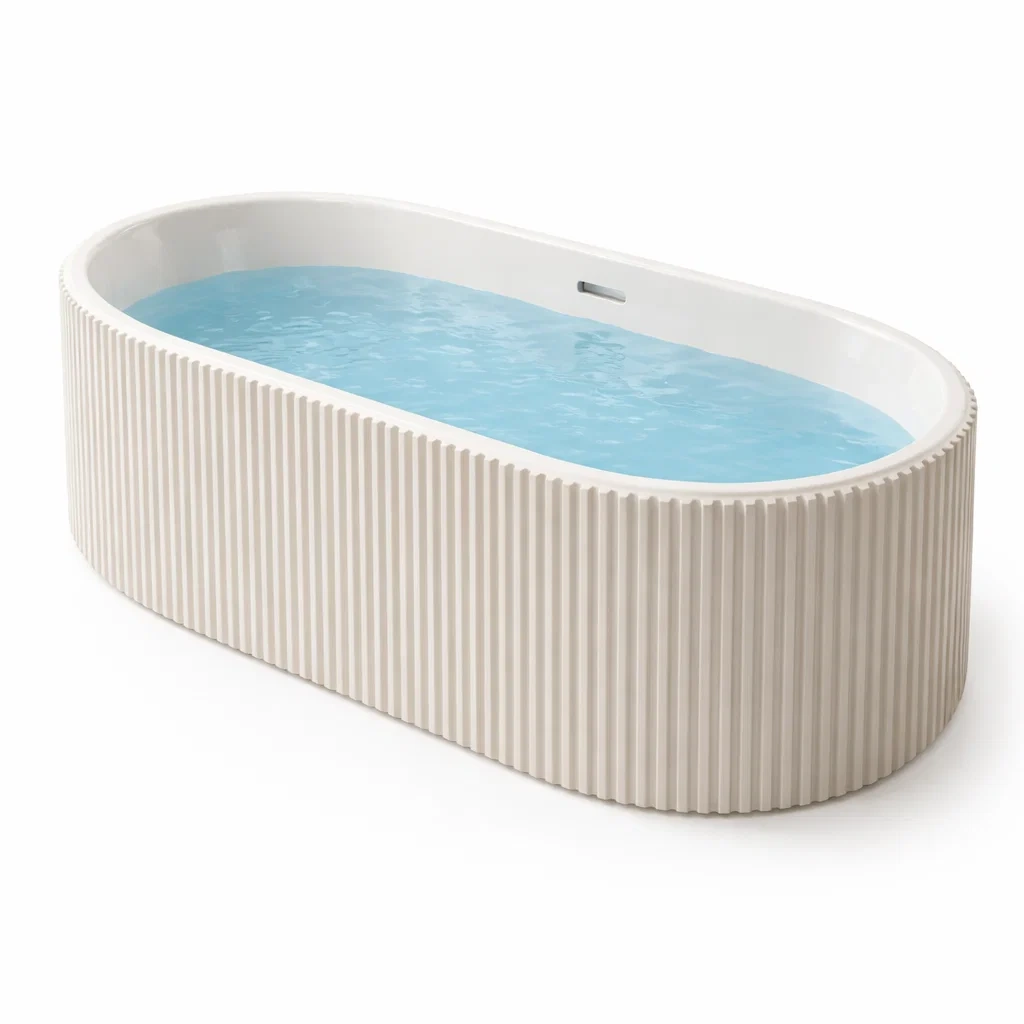 Freistehende ovale Acryl-Badewanne Cremeweiß-furnzina
