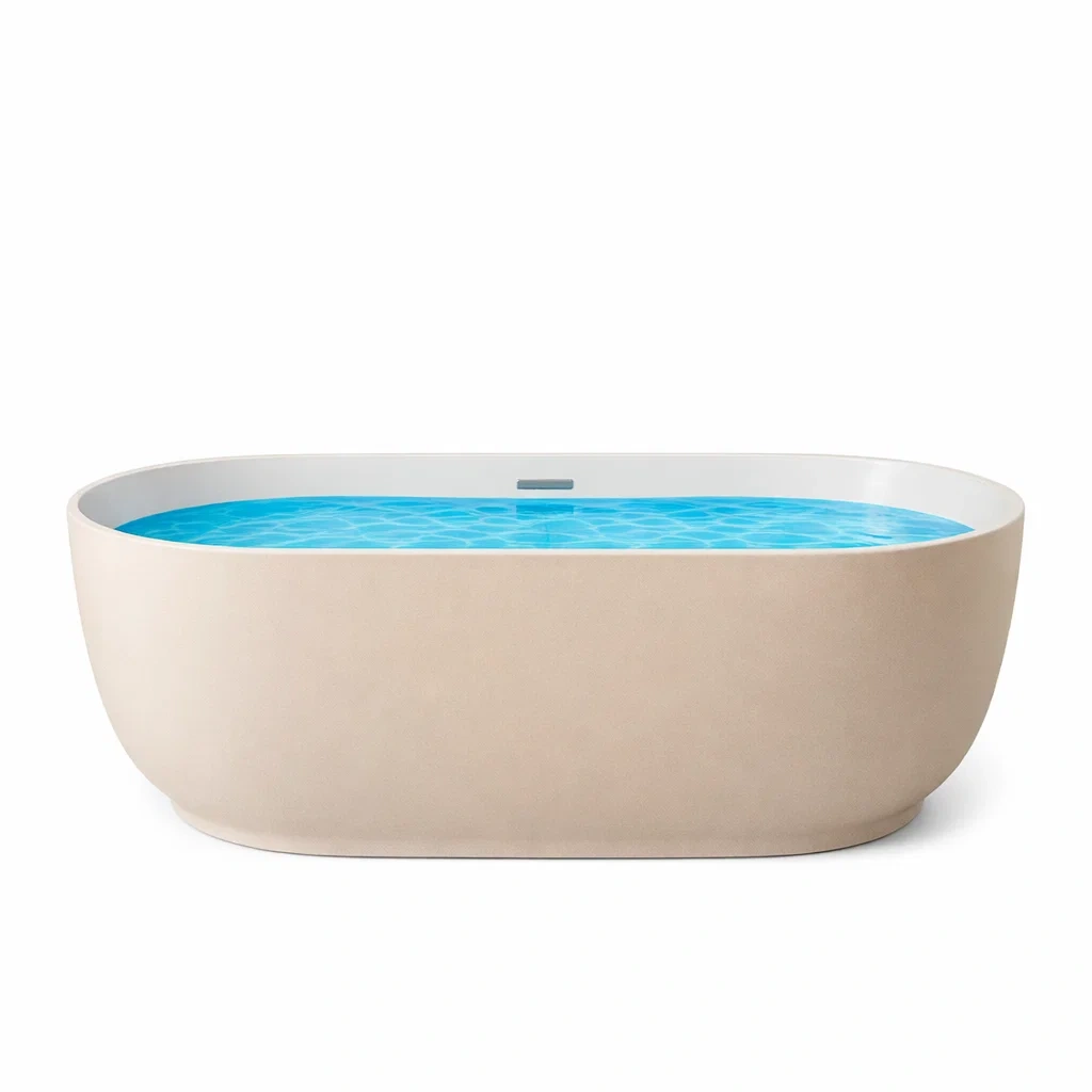 Freistehende Acryl-Badewanne Oval Creme 170x75x60 cm-furnzina