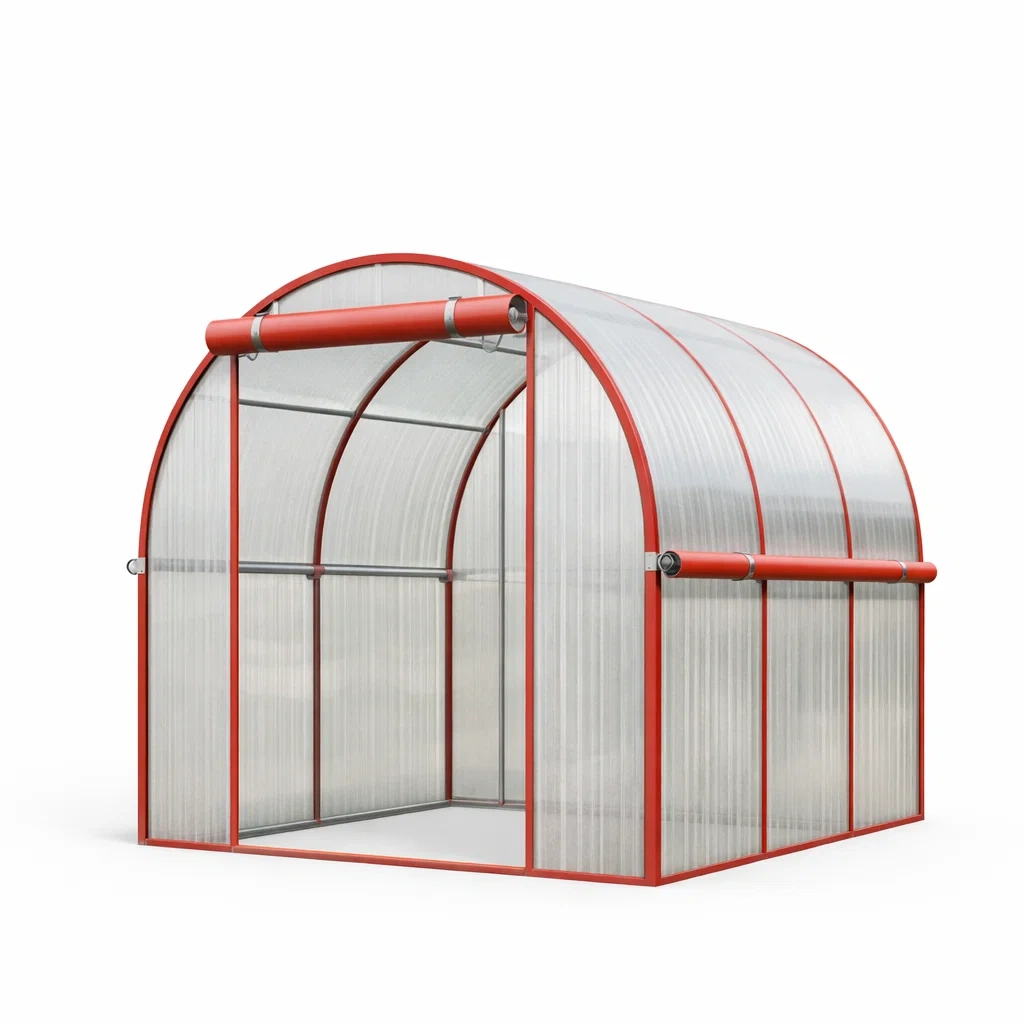 Gewächshaus Polycarbonat Rot Stahlrahmen 2x2x2m-furnzina