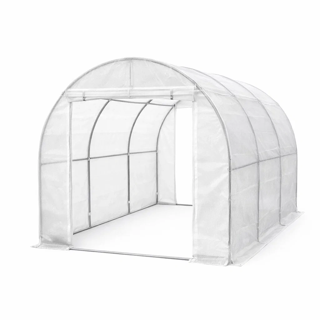 Gewächshaus Tunnel Stahl PVC 300x200x200 cm Weiß-furnzina