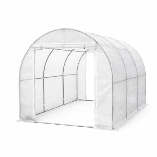 Gewächshaus Tunnel Stahl PVC 300x200x200 cm Weiß-furnzina