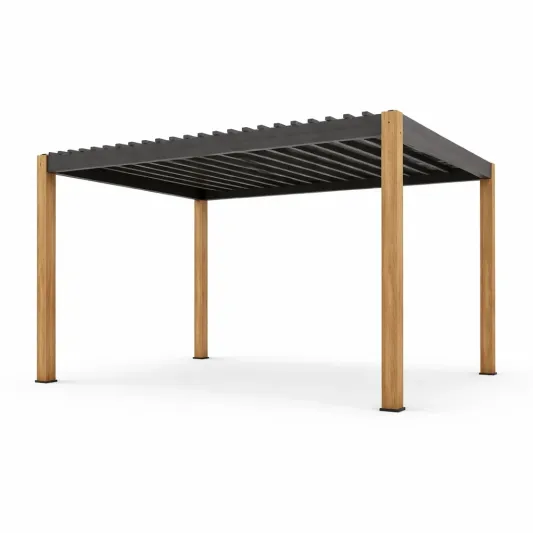Pavillon Aluminium Holz Schwarz 3x4m-furnzina