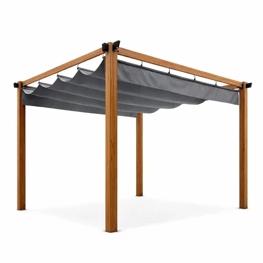 Holz Pergola mit PVC-beschichtetem Dach 3x3m Grau-furnzina