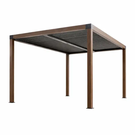 Pavillon aus Aluminium in Holzoptik Braun 3x3m-furnzina