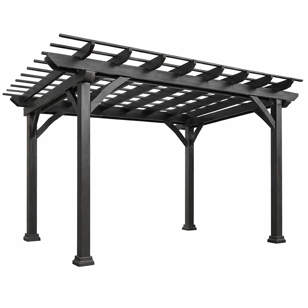 Holz-Pergola in Schwarz 300x300x230cm-furnzina