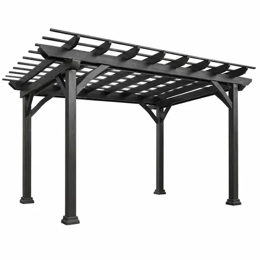 Holz-Pergola in Schwarz 300x300x230cm-furnzina