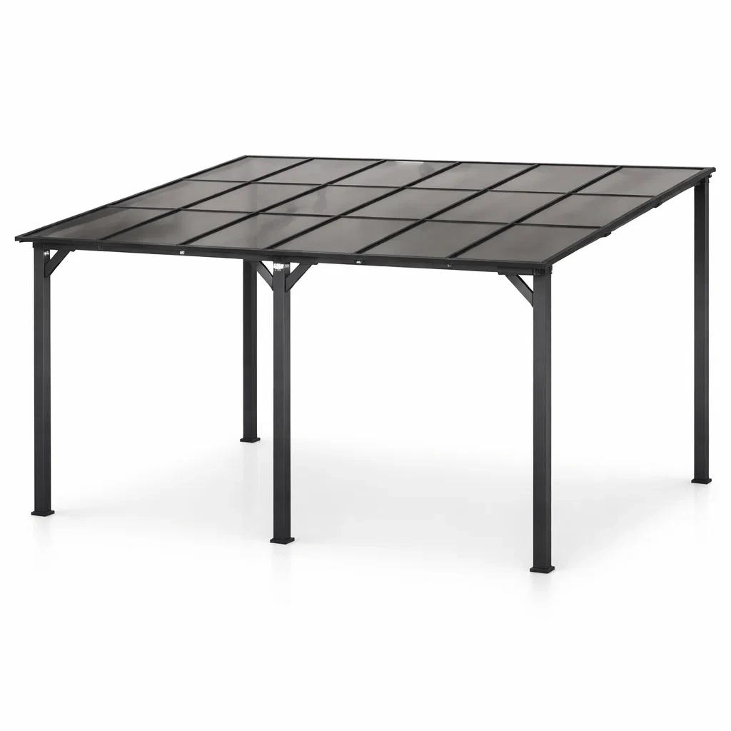 Gartenpavillon aus Aluminium mit Polycarbonat-Dach 3x4m Schwarz-furnzina