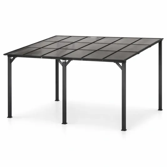 Gartenpavillon aus Aluminium mit Polycarbonat-Dach 3x4m Schwarz-furnzina