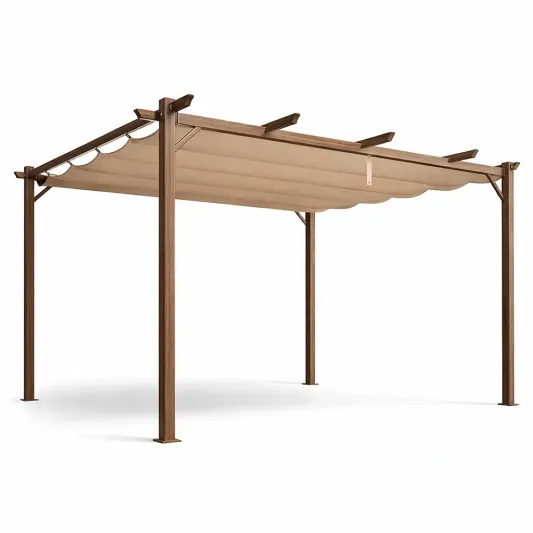 Gartenpavillon mit Stahlrahmen Beige 300cm x 300cm-furnzina