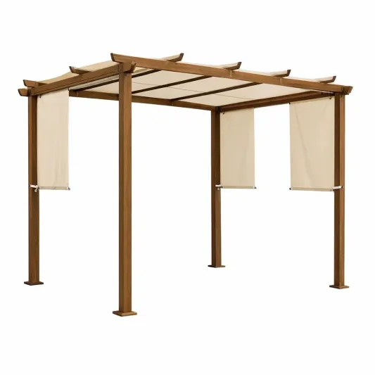 Holz Pergola mit Polyestergewebe Beige 300x300x225 cm-furnzina