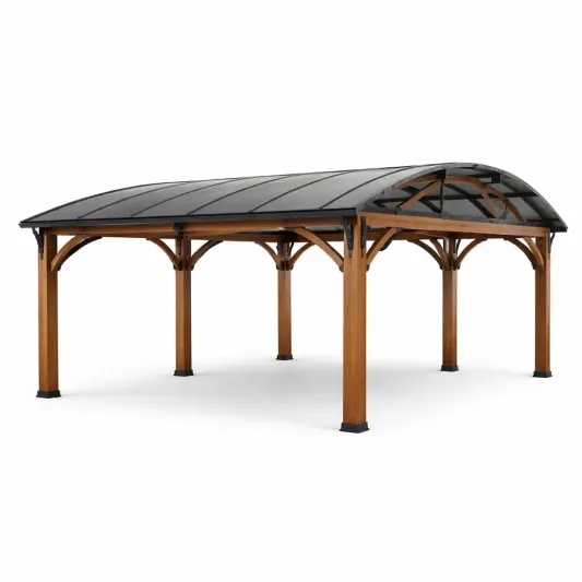 Holzpavillon mit Polycarbonatdach 500x300cm Braun/Schwarz-furnzina