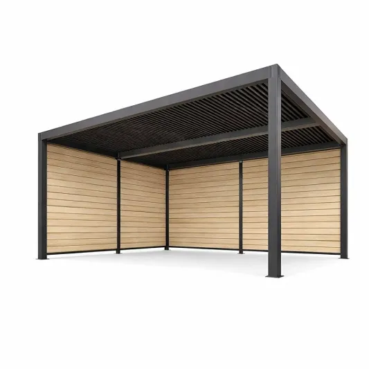 Stahl-Pergola mit Holzpaneelen, 300x400x250 cm-furnzina