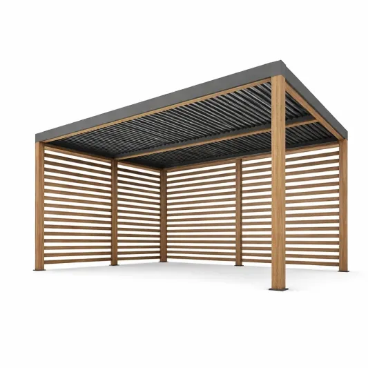 Pergola Holz Aluminium Grau 300x400x250cm-furnzina