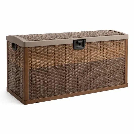 Garten Aufbewahrungsbox Rattanoptik Braun Kunststoff 120 x 45 x 60 cm-furnzina