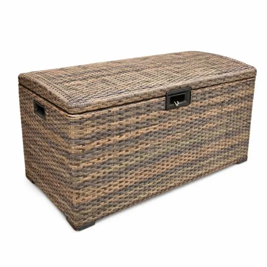 Aufbewahrungsbox aus Polyrattan, 150 x 60 x 60 cm, Braun-furnzina