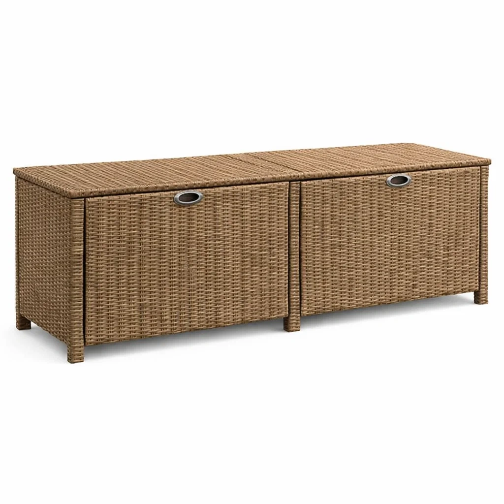 Rattan-Aufbewahrungstruhe aus PE-Geflecht mit Stahlrahmen Braun-furnzina