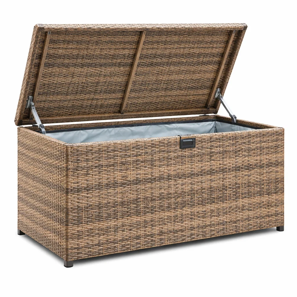 Aufbewahrungsbox Polyrattan Braun 120x50x60 cm-furnzina