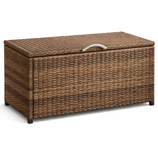 Aufbewahrungsbox PE Rattan Braun Stahlrahmen 120 x 50 x 60 cm-furnzina