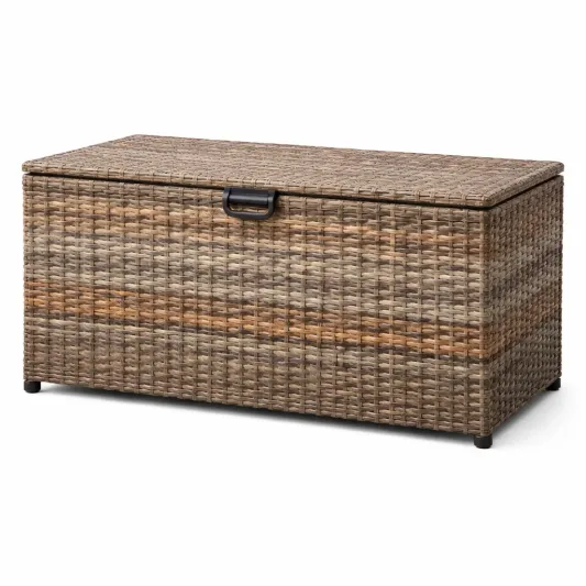 Aufbewahrungsbox Polyethylen Rattan Stahl 120 cm Braun-furnzina