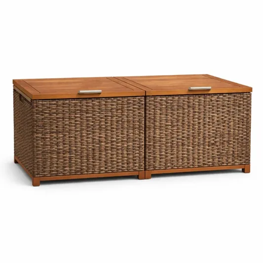 Garten Aufbewahrungsbox Set Akazienholz Rattan 120 cm-furnzina