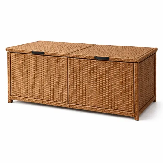 Rattan Aufbewahrungsbox Braun 120cm x 50cm x 50cm-furnzina
