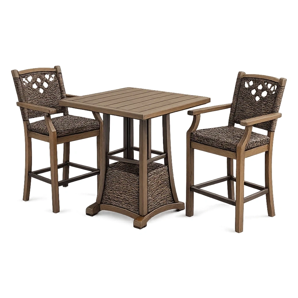 Bistro-Set aus Akazienholz mit Tisch und 2 Stühlen-furnzina