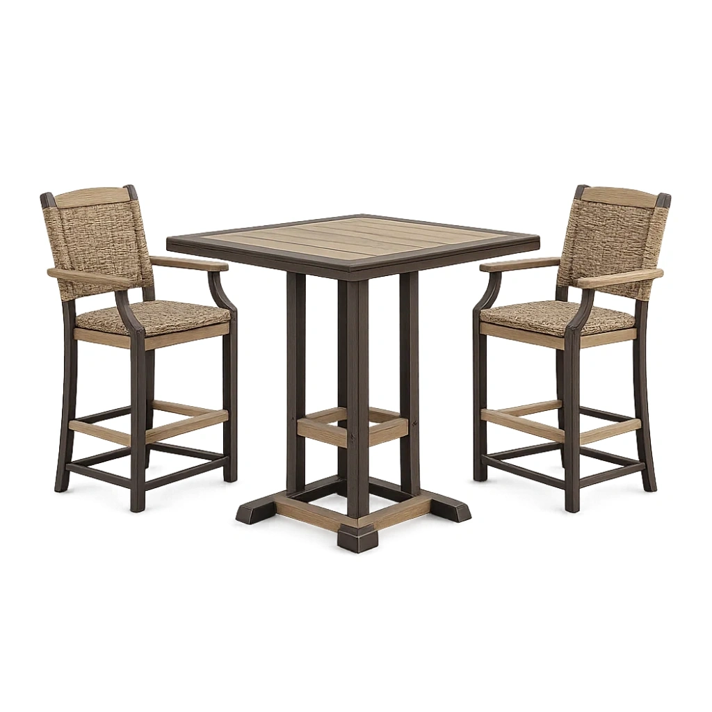 Bistrogarnitur aus Polywood und Aluminium Braun-furnzina