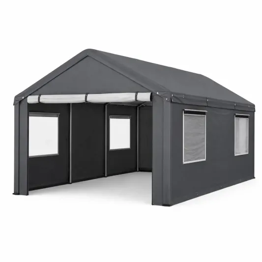 Stahl Polyester Gartenpavillon Zelt Grau 600x300x300 cm-furnzina