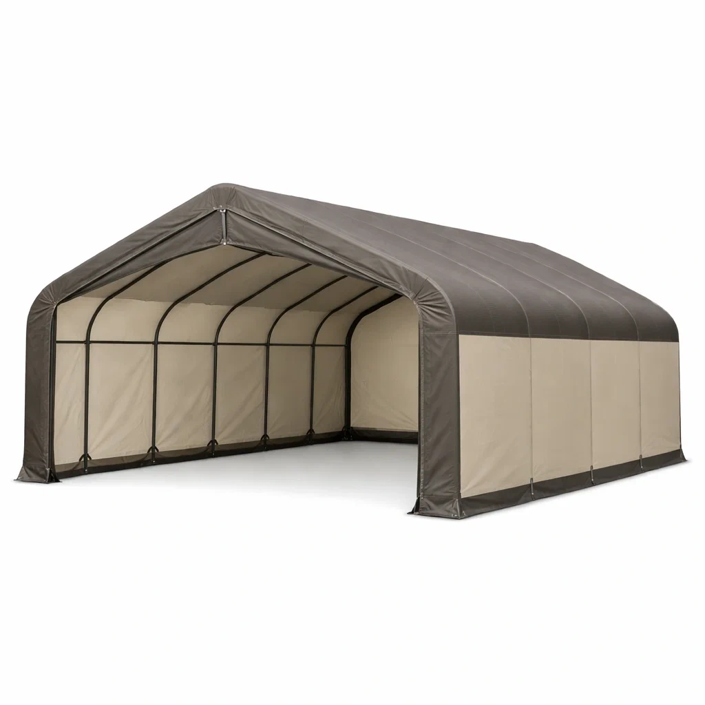 Carport Zelt aus Stahl und Polyethylen Beige/Braun 900x400x280 cm-furnzina