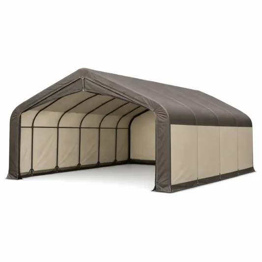 Carport Zelt aus Stahl und Polyethylen Beige/Braun 900x400x280 cm-furnzina