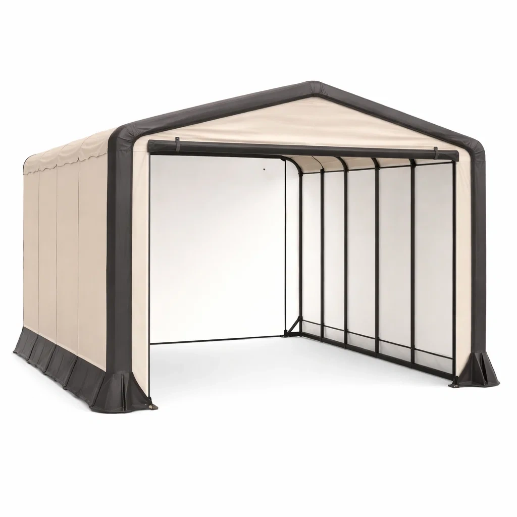 Freistehendes Carportzelt 3 x 6 m Stahl Polyester Beige/Schwarz-furnzina