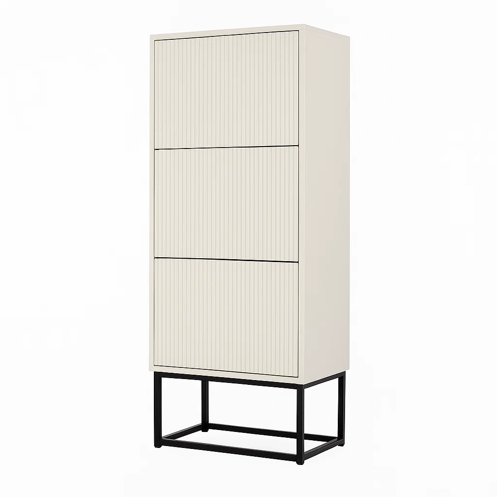 Beiger Hochschrank aus MDF mit 3 Türen-meuboveta