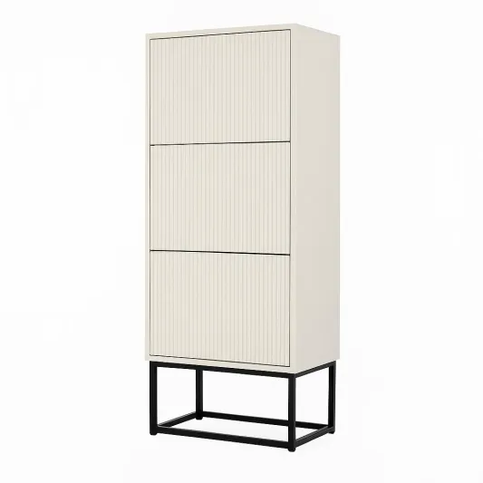 Beiger Hochschrank aus MDF mit 3 Türen-meuboveta