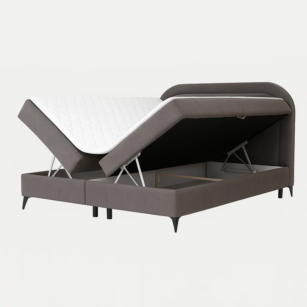 Stoffbett mit Stauraum 200x140 cm Grau/Weiß-meuboveta