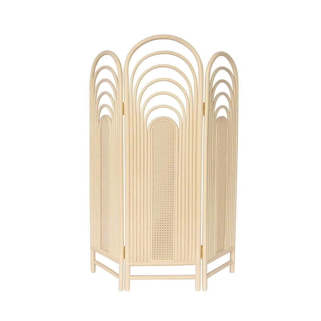 Paravent aus Naturrattan Bogenform Beige-meuboveta