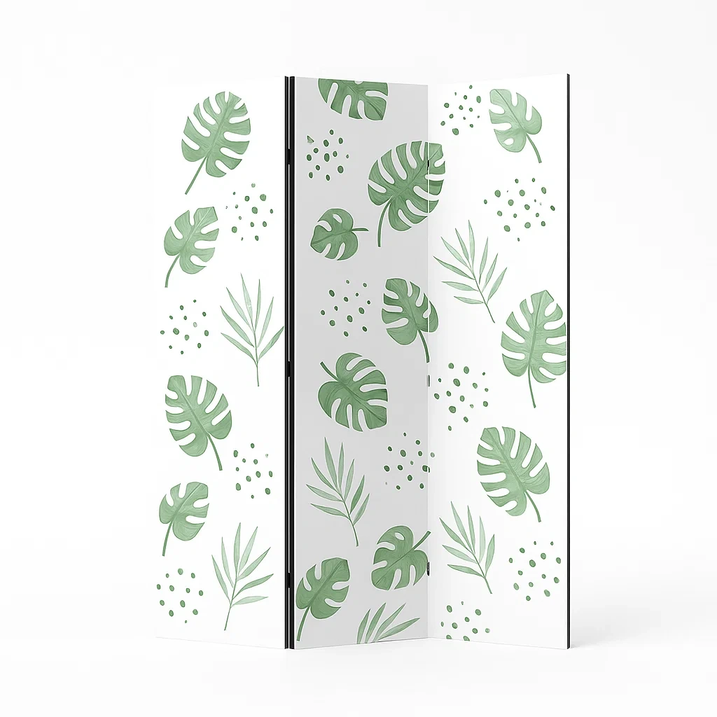 Paravent mit Monstera-Blattmuster 3-teilig 180 cm Höhe-meuboveta