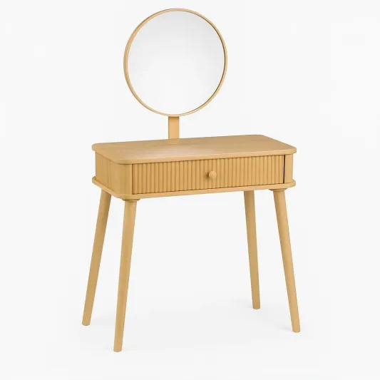 Schminktisch mit Spiegel Holz Beige 80x40x130cm-meuboveta