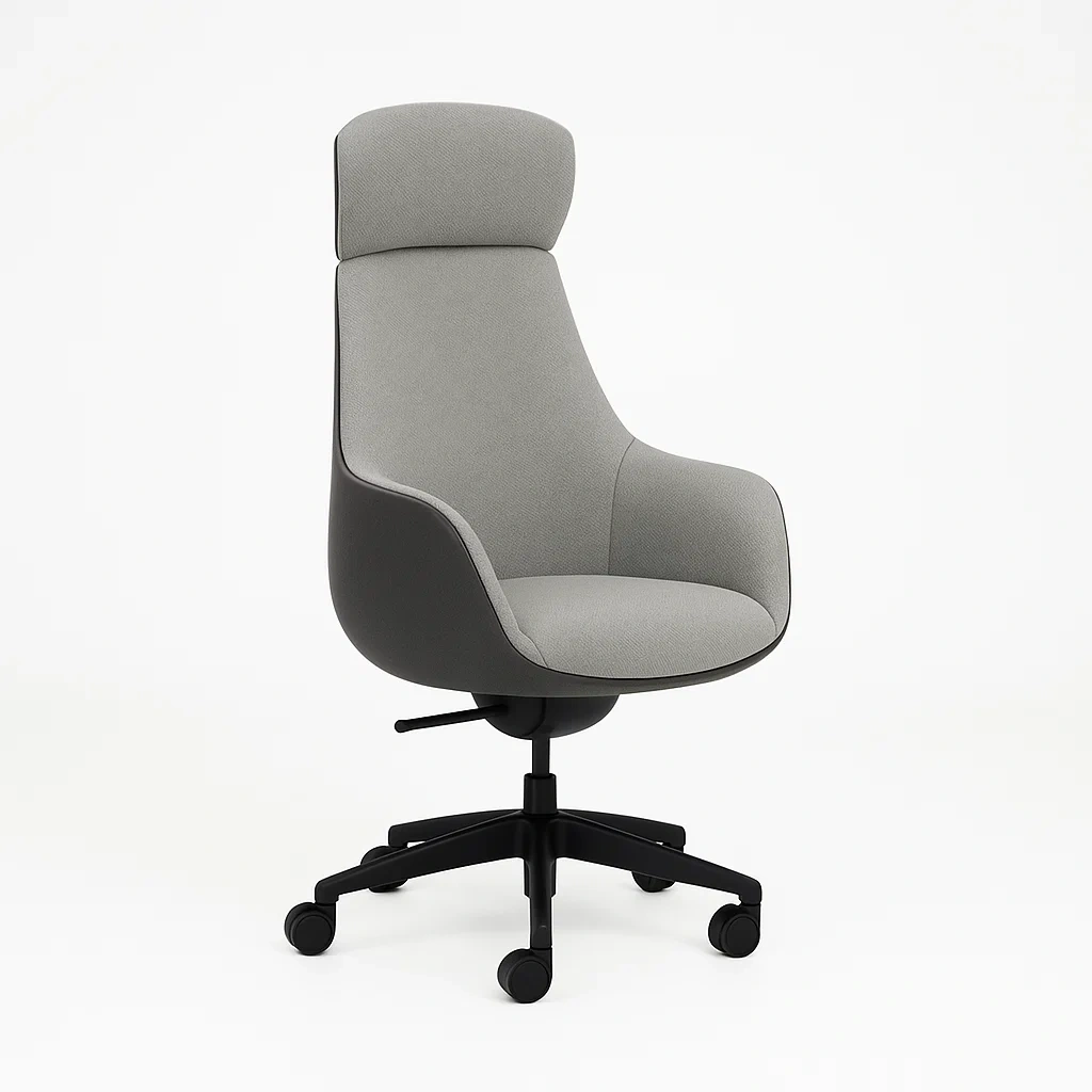 Ergonomischer Bürostuhl mit hoher Rückenlehne, Grau-meuboveta