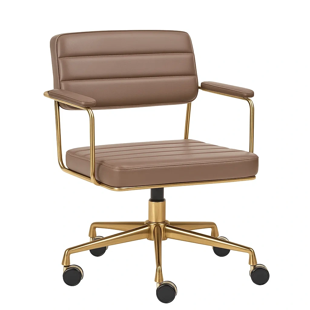 Bürostuhl Metall Kunstleder Braun-meuboveta