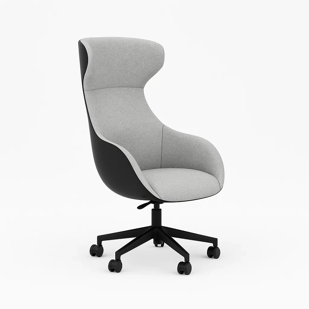 Ergonomischer Stuhl mit hoher Rückenlehne Stoff Schwarz/Grau-meuboveta