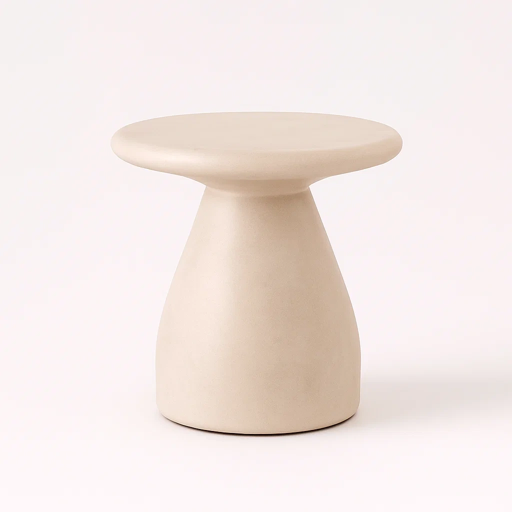 Keramik Beistelltisch Rund Beige 50 cm-meuboveta