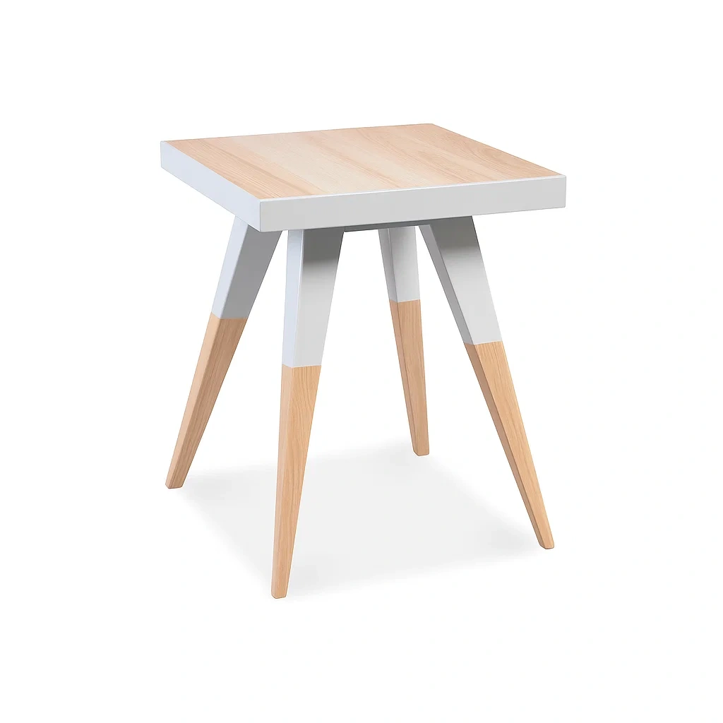 Beistelltisch quadratisch Esche MDF Weiß/Natur 45x45x55cm-meuboveta