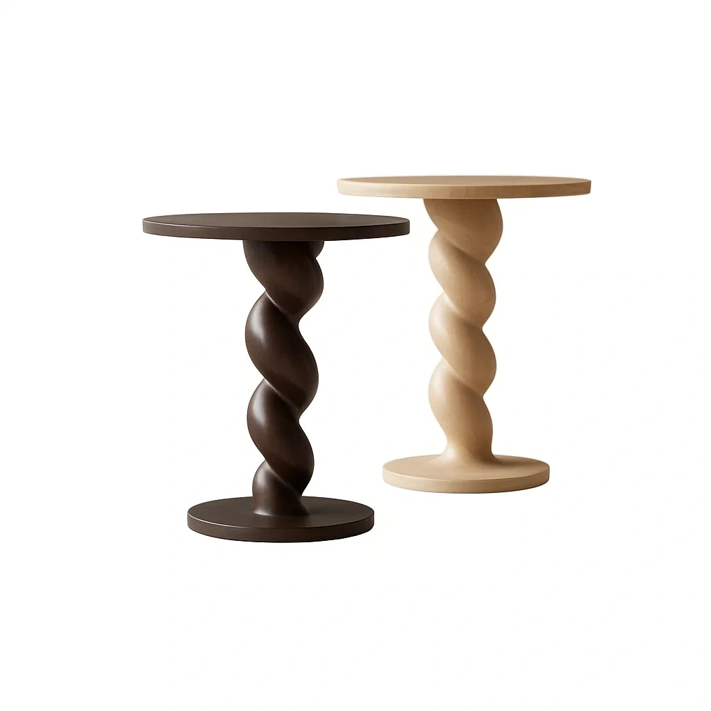 Beistelltisch Set Massivholz, 2-teilig, Dunkelbraun/Hellbraun, 45 cm Höhe-meuboveta
