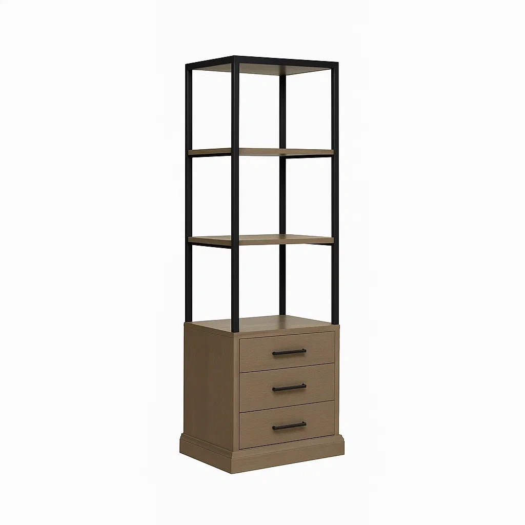 Holz-Metall Regal mit Schubladen Braun/Schwarz 180 x 60 x 40 cm-meuboveta