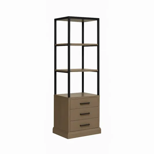 Holz-Metall Regal mit Schubladen Braun/Schwarz 180 x 60 x 40 cm-meuboveta