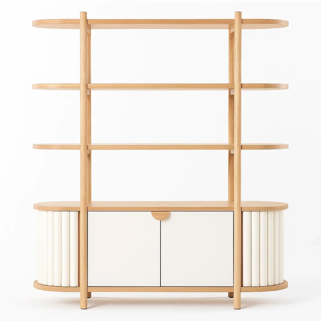 Regal mit Schränken Eiche MDF Weiß 200cm x 150cm x 40cm-meuboveta