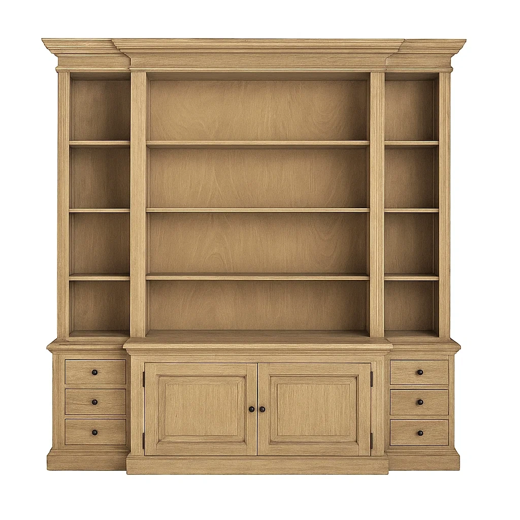 Holzbücherregal mit Schubladen und Türen 210x180x40cm Eiche-meuboveta